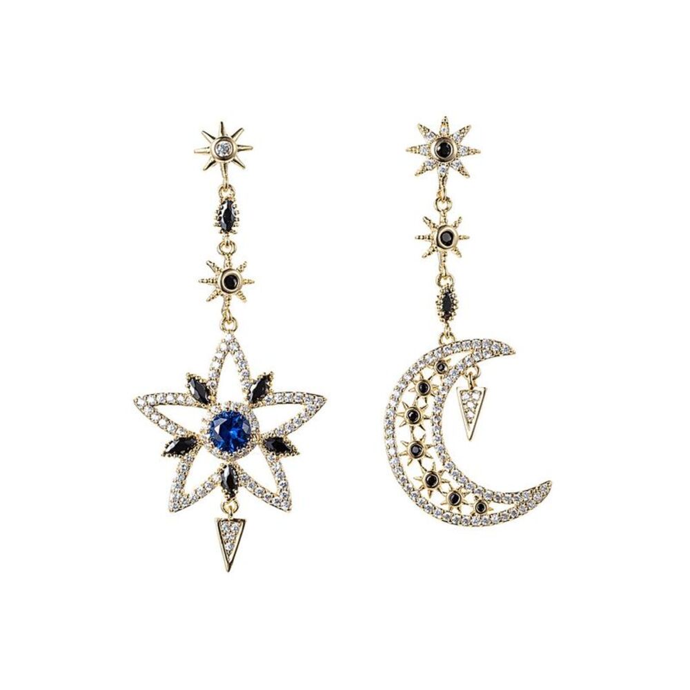 Eye Candy La Sun And Moon Cz Crystal Drop Earrings